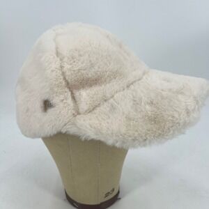 Steve Madden Faux Fur Baseball Cap Winter White Snowy‎ Cozy Soft Athleisure